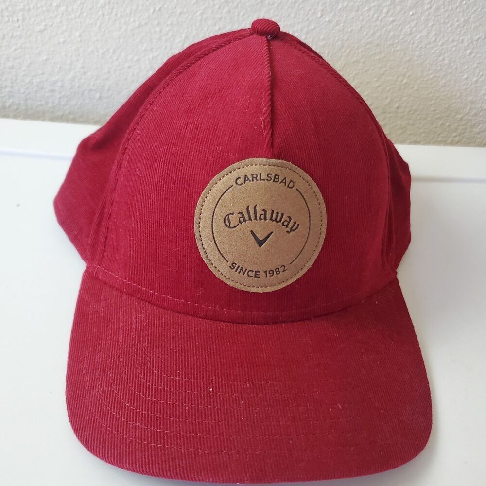 Callaway Golf Carlsbad Since 1982 Red Corduroy Snapback Hat Mens Adjustable Cap